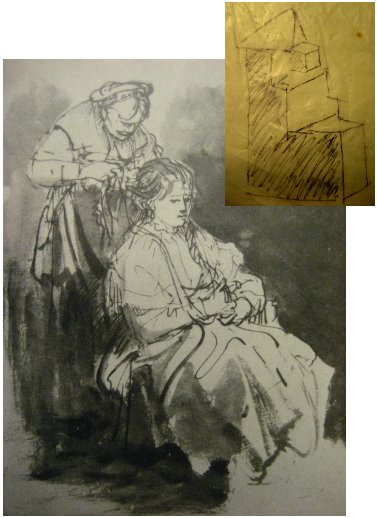 Rembrandt's drawing B395 with geometric diagram