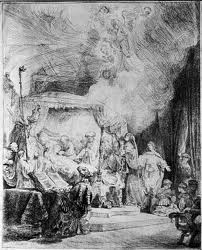 Death of the Virgin - Etching by Rembrandt